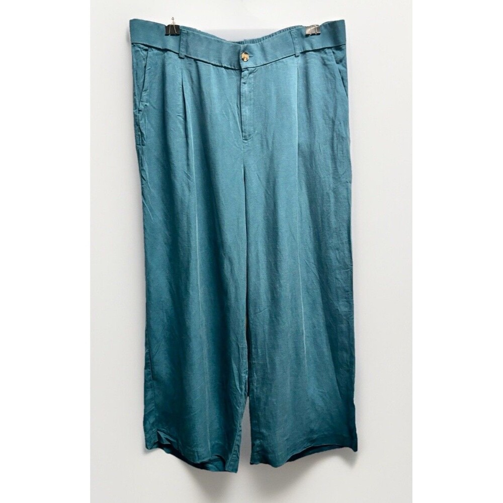 Torrid Studio Linen Blazer and Linen High Rise Pant Suit Set Blue Teal Sz 5X-20R - Picture 10 of 16